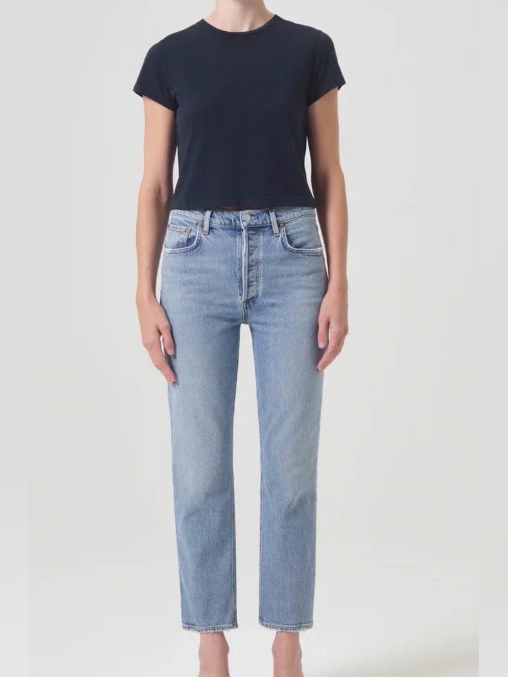Agolde Light Wash Riley Crop Straight Jeans 26